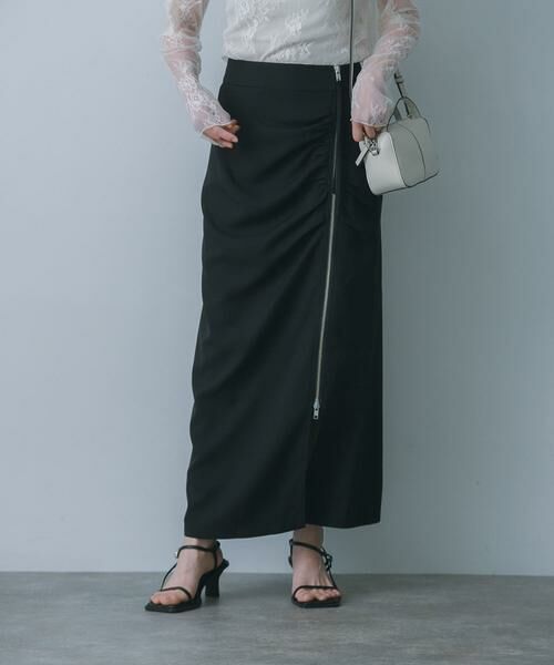SENSE OF PLACE by URBAN RESEARCH / センスオブプレイス バイ アーバンリサーチ スカート | ジップデザインナロースカート(ブラック)