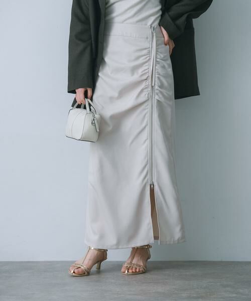 SENSE OF PLACE by URBAN RESEARCH / センスオブプレイス バイ アーバンリサーチ スカート | ジップデザインナロースカート(ライトベージュ)