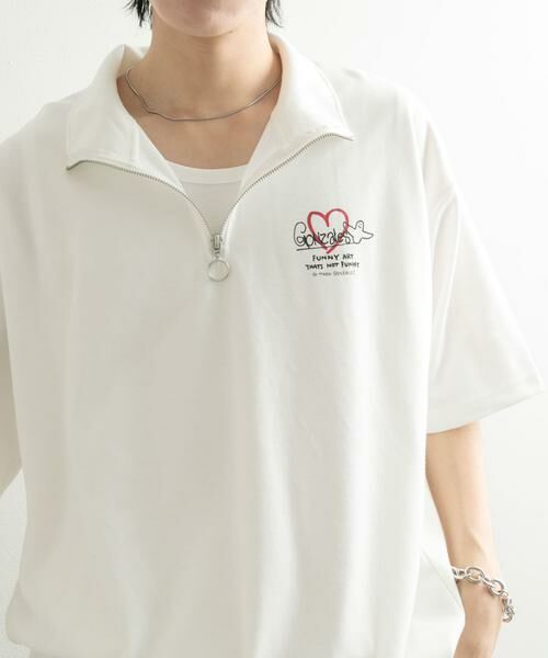 SENSE OF PLACE by URBAN RESEARCH / センスオブプレイス バイ アーバンリサーチ Tシャツ | 『WEB限定』Mark Gonzales スタンドハーフZIPドローコードTシャツ | 詳細1