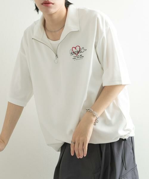 SENSE OF PLACE by URBAN RESEARCH / センスオブプレイス バイ アーバンリサーチ Tシャツ | 『WEB限定』Mark Gonzales スタンドハーフZIPドローコードTシャツ | 詳細3