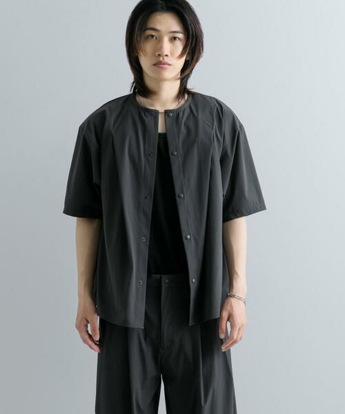 SENSE OF PLACE by URBAN RESEARCH / センスオブプレイス バイ アーバンリサーチ シャツ・ブラウス | Uiscel 4WAYストレッチタックノーカラーシャツ5分袖 | 詳細1