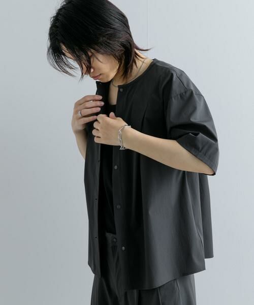 SENSE OF PLACE by URBAN RESEARCH / センスオブプレイス バイ アーバンリサーチ シャツ・ブラウス | Uiscel 4WAYストレッチタックノーカラーシャツ5分袖 | 詳細3