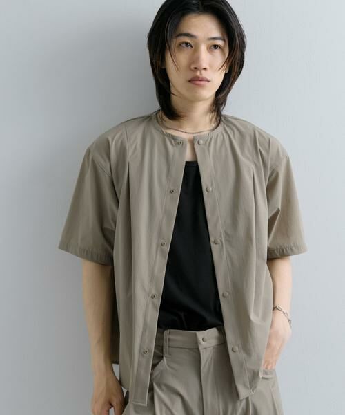 SENSE OF PLACE by URBAN RESEARCH / センスオブプレイス バイ アーバンリサーチ シャツ・ブラウス | Uiscel 4WAYストレッチタックノーカラーシャツ5分袖 | 詳細11