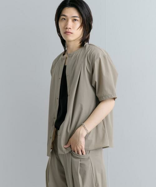 SENSE OF PLACE by URBAN RESEARCH / センスオブプレイス バイ アーバンリサーチ シャツ・ブラウス | Uiscel 4WAYストレッチタックノーカラーシャツ5分袖 | 詳細14