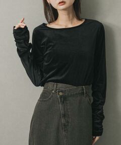 SENSE OF PLACE by URBAN RESEARCH / センスオブプレイス バイ アーバンリサーチ Tシャツ | ギャザースリーブベロアTシャツ