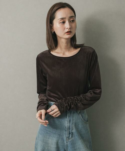 SENSE OF PLACE by URBAN RESEARCH / センスオブプレイス バイ アーバンリサーチ Tシャツ | ギャザースリーブベロアTシャツ | 詳細1