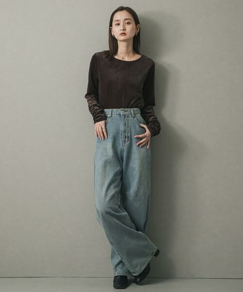 SENSE OF PLACE by URBAN RESEARCH / センスオブプレイス バイ アーバンリサーチ Tシャツ | ギャザースリーブベロアTシャツ | 詳細3