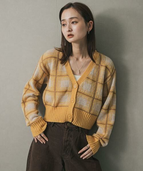 SENSE OF PLACE by URBAN RESEARCH / センスオブプレイス バイ アーバンリサーチ カーディガン・ボレロ | モヘアチェッククロップドカーディガン | 詳細1