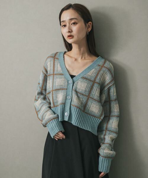 SENSE OF PLACE by URBAN RESEARCH / センスオブプレイス バイ アーバンリサーチ カーディガン・ボレロ | モヘアチェッククロップドカーディガン | 詳細8