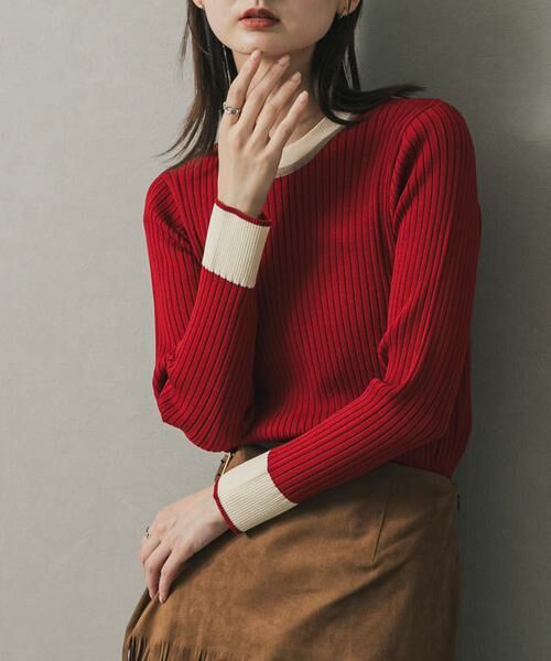 SENSE OF PLACE by URBAN RESEARCH / センスオブプレイス バイ アーバンリサーチ ニット・セーター | 『WEB限定』バイカラーコンパクトセーター（レッド）