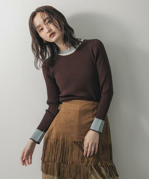 SENSE OF PLACE by URBAN RESEARCH / センスオブプレイス バイ アーバンリサーチ ニット・セーター | 『WEB限定』バイカラーコンパクトセーター（ブラウン）