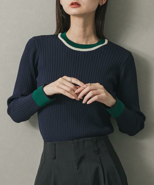 SENSE OF PLACE by URBAN RESEARCH / センスオブプレイス バイ アーバンリサーチ ニット・セーター | 『WEB限定』バイカラーコンパクトセーター（ネイビー）