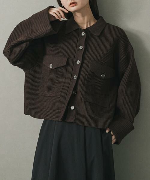 SENSE OF PLACE by URBAN RESEARCH/センスオブプレイス バイ アーバンリサーチ ニットショートジャケット ブラウン one