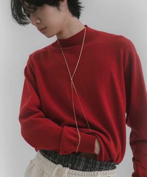 SENSE OF PLACE by URBAN RESEARCH / センスオブプレイス バイ アーバンリサーチ ニット・セーター | 『一部WEB限定カラー』『洗濯可/毛玉防止』ストレッチモックネックニット(レッド)