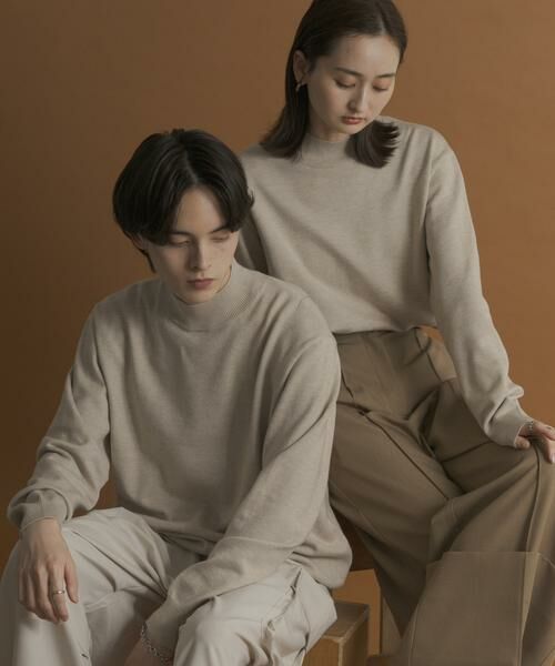 SENSE OF PLACE by URBAN RESEARCH / センスオブプレイス バイ アーバンリサーチ ニット・セーター | 『一部WEB限定カラー』『洗濯可/毛玉防止』ストレッチモックネックニット(ベージュ)