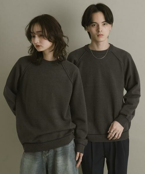 SENSE OF PLACE by URBAN RESEARCH / センスオブプレイス バイ アーバンリサーチ ニット・セーター | 『一部WEB限定カラー』『洗濯可/毛玉防止』ストレッチハイショクラインニット(チャコールグレー)