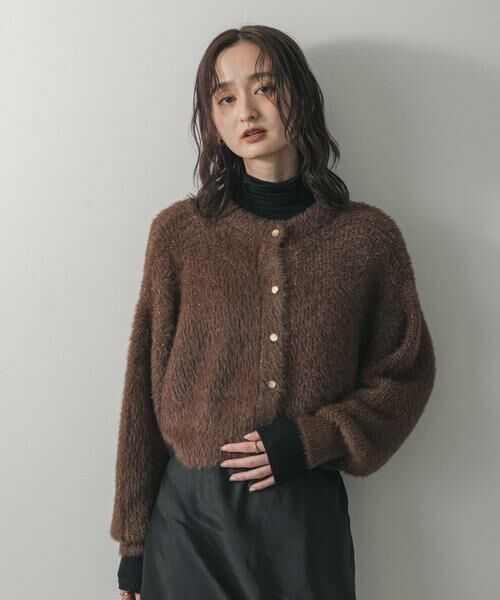 SENSE OF PLACE by URBAN RESEARCH/センスオブプレイス バイ アーバンリサーチ 『一部WEB限定カラー』ラメシャギークロップドカーディガン ブラウン one
