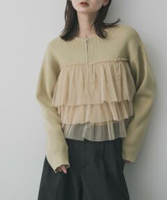 SENSE OF PLACE by URBAN RESEARCH / センスオブプレイス バイ アーバンリサーチ ニット・セーター | ダブルジップフリルニットカーディガン