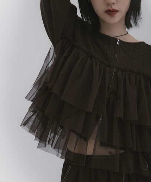 SENSE OF PLACE by URBAN RESEARCH / センスオブプレイス バイ アーバンリサーチ ニット・セーター | ダブルジップフリルニットカーディガン | 詳細1