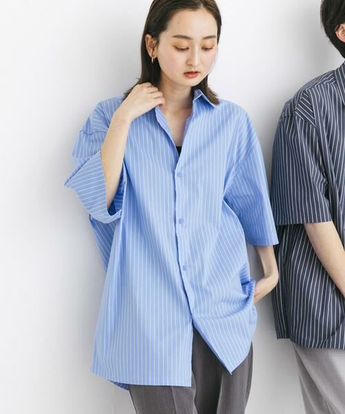 SENSE OF PLACE by URBAN RESEARCH / センスオブプレイス バイ アーバンリサーチ シャツ・ブラウス | 『ユニセックス』ストライプレギュラーカラールーズショートスリーブシャツ | 詳細2