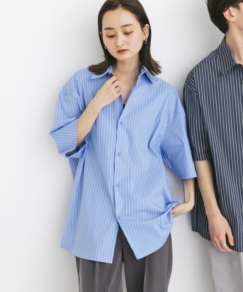 SENSE OF PLACE by URBAN RESEARCH / センスオブプレイス バイ アーバンリサーチ シャツ・ブラウス | 『ユニセックス』ストライプレギュラーカラールーズショートスリーブシャツ | 詳細3