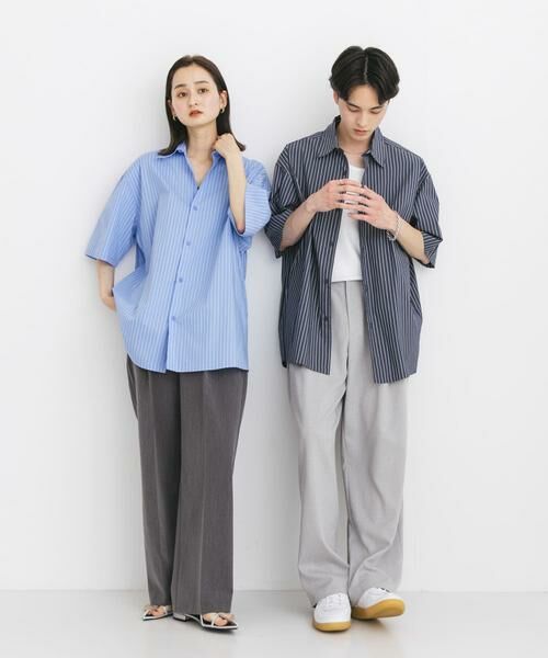 SENSE OF PLACE by URBAN RESEARCH / センスオブプレイス バイ アーバンリサーチ シャツ・ブラウス | 『ユニセックス』ストライプレギュラーカラールーズショートスリーブシャツ | 詳細5