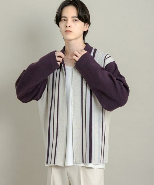 SENSE OF PLACE by URBAN RESEARCH / センスオブプレイス バイ アーバンリサーチ ニット・セーター | ストライプZIPニットシャツ | 詳細2