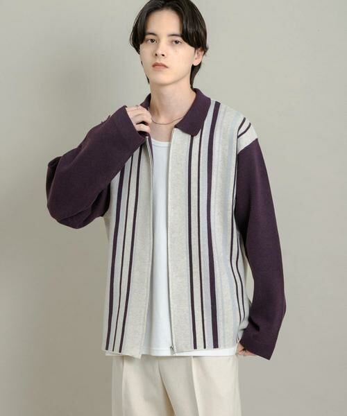 SENSE OF PLACE by URBAN RESEARCH / センスオブプレイス バイ アーバンリサーチ ニット・セーター | ストライプZIPニットシャツ | 詳細3