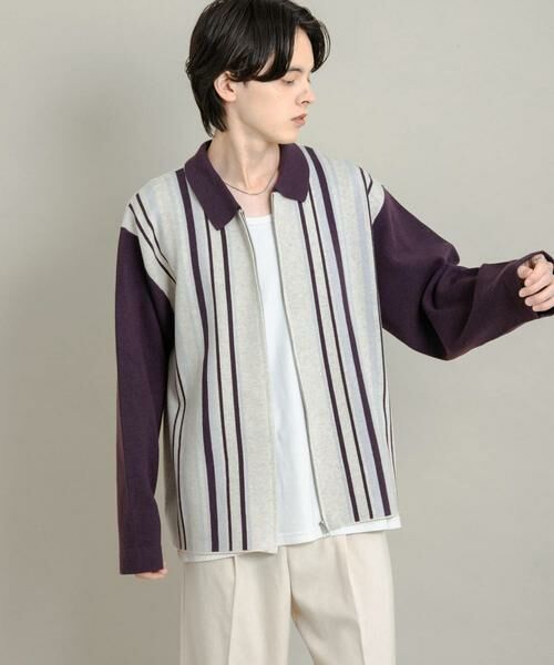 SENSE OF PLACE by URBAN RESEARCH / センスオブプレイス バイ アーバンリサーチ ニット・セーター | ストライプZIPニットシャツ | 詳細4