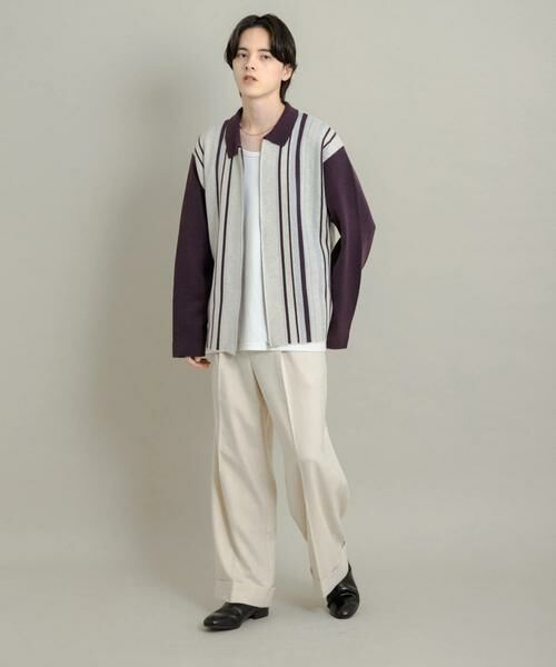 SENSE OF PLACE by URBAN RESEARCH / センスオブプレイス バイ アーバンリサーチ ニット・セーター | ストライプZIPニットシャツ | 詳細6