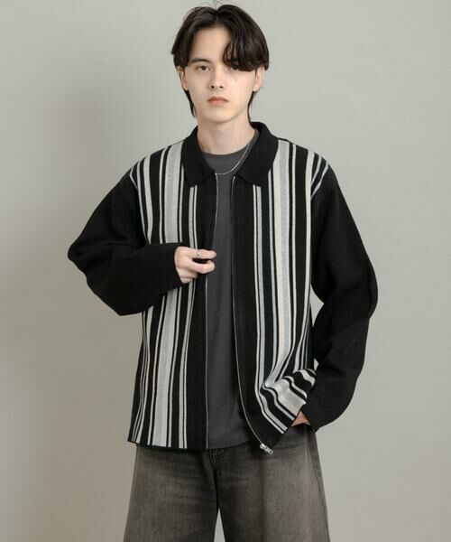 SENSE OF PLACE by URBAN RESEARCH / センスオブプレイス バイ アーバンリサーチ ニット・セーター | ストライプZIPニットシャツ | 詳細12