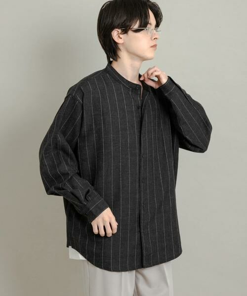 SENSE OF PLACE by URBAN RESEARCH / センスオブプレイス バイ アーバンリサーチ シャツ・ブラウス | ウールタッチストライプバンドカラーシャツ | 詳細13