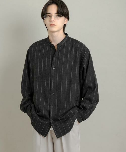SENSE OF PLACE by URBAN RESEARCH / センスオブプレイス バイ アーバンリサーチ シャツ・ブラウス | ウールタッチストライプバンドカラーシャツ | 詳細15