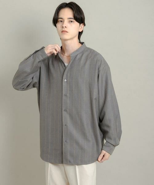 SENSE OF PLACE by URBAN RESEARCH / センスオブプレイス バイ アーバンリサーチ シャツ・ブラウス | ウールタッチストライプバンドカラーシャツ | 詳細25