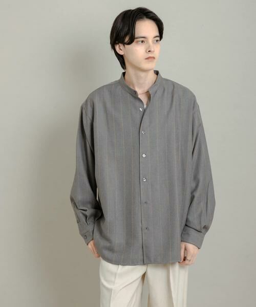 SENSE OF PLACE by URBAN RESEARCH / センスオブプレイス バイ アーバンリサーチ シャツ・ブラウス | ウールタッチストライプバンドカラーシャツ | 詳細26
