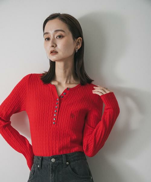 SENSE OF PLACE by URBAN RESEARCH / センスオブプレイス バイ アーバンリサーチ ニット・セーター | 『洗濯可』シシュウヘンリーネックミニケーブルセーター | 詳細1