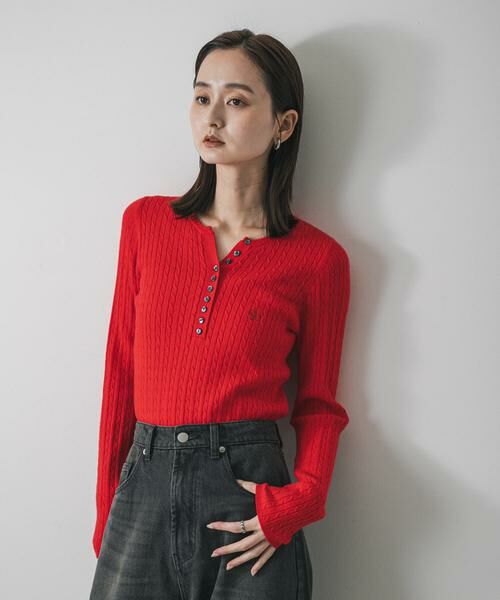 SENSE OF PLACE by URBAN RESEARCH / センスオブプレイス バイ アーバンリサーチ ニット・セーター | 『洗濯可』シシュウヘンリーネックミニケーブルセーター | 詳細2