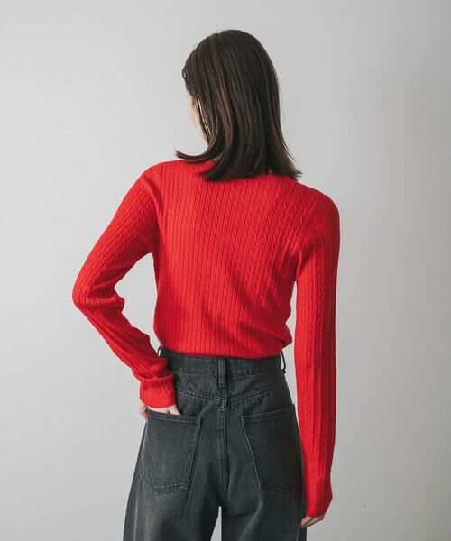 SENSE OF PLACE by URBAN RESEARCH / センスオブプレイス バイ アーバンリサーチ ニット・セーター | 『洗濯可』シシュウヘンリーネックミニケーブルセーター | 詳細3