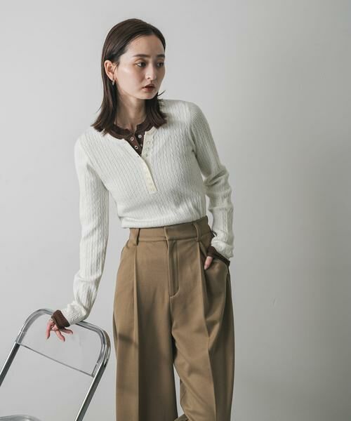 SENSE OF PLACE by URBAN RESEARCH / センスオブプレイス バイ アーバンリサーチ ニット・セーター | 『洗濯可』シシュウヘンリーネックミニケーブルセーター | 詳細21