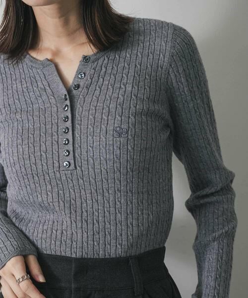 SENSE OF PLACE by URBAN RESEARCH / センスオブプレイス バイ アーバンリサーチ ニット・セーター | 『洗濯可』シシュウヘンリーネックミニケーブルセーター | 詳細29