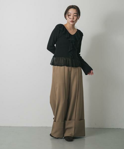 SENSE OF PLACE by URBAN RESEARCH / センスオブプレイス バイ アーバンリサーチ その他パンツ | ワイドターンバックパンツ(ベージュ)