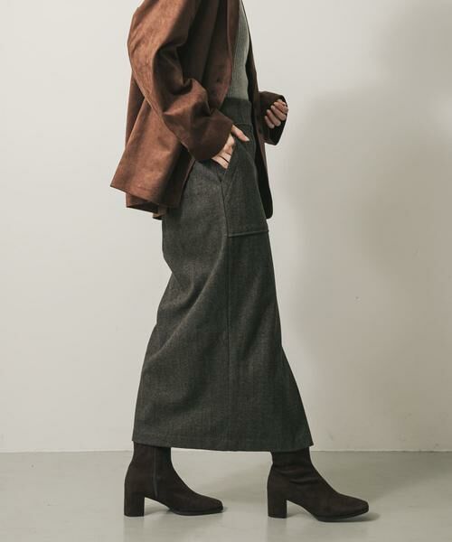 SENSE OF PLACE by URBAN RESEARCH / センスオブプレイス バイ アーバンリサーチ スカート | 『XS, TALLサイズ/WEB限定』ジャージーメルトンアウトポケットスカート(ブラウン系その他)
