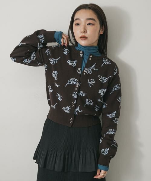SENSE OF PLACE by URBAN RESEARCH / センスオブプレイス バイ アーバンリサーチ カーディガン・ボレロ | 『洗濯可』ジャガードフラワーコンパクトニットカーディガン | 詳細1