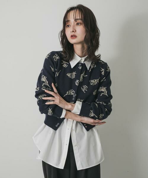 SENSE OF PLACE by URBAN RESEARCH / センスオブプレイス バイ アーバンリサーチ カーディガン・ボレロ | 『洗濯可』ジャガードフラワーコンパクトニットカーディガン | 詳細7