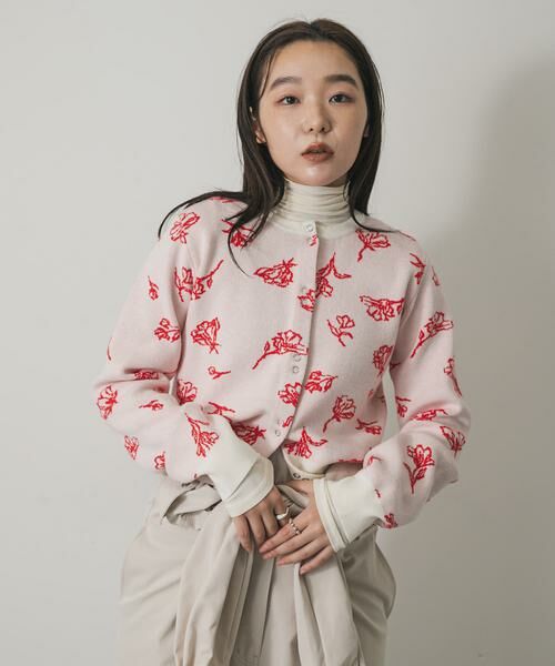 SENSE OF PLACE by URBAN RESEARCH / センスオブプレイス バイ アーバンリサーチ カーディガン・ボレロ | 『洗濯可』ジャガードフラワーコンパクトニットカーディガン | 詳細16