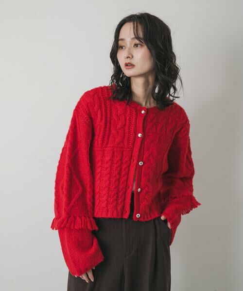 SENSE OF PLACE by URBAN RESEARCH / センスオブプレイス バイ アーバンリサーチ カーディガン・ボレロ | パッチワークケーブルニットカーディガン | 詳細2
