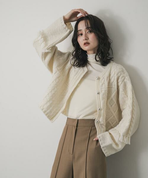 SENSE OF PLACE by URBAN RESEARCH / センスオブプレイス バイ アーバンリサーチ カーディガン・ボレロ | パッチワークケーブルニットカーディガン | 詳細15