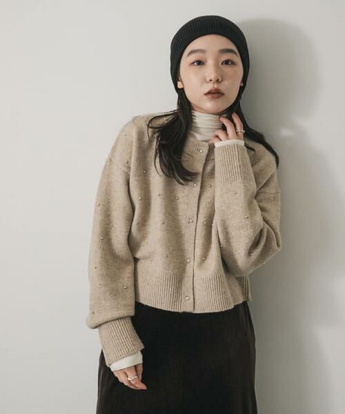 SENSE OF PLACE by URBAN RESEARCH / センスオブプレイス バイ アーバンリサーチ カーディガン・ボレロ | 『洗濯可』ボールビーズカーディガン（ベージュ）