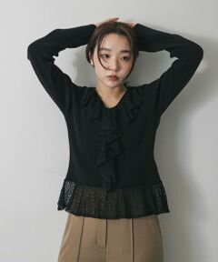 SENSE OF PLACE by URBAN RESEARCH / センスオブプレイス バイ アーバンリサーチ ニット・セーター | 『洗濯可』フリルレースフレアスリーブニット