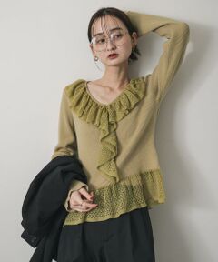 SENSE OF PLACE by URBAN RESEARCH / センスオブプレイス バイ アーバンリサーチ ニット・セーター | 『洗濯可』フリルレースフレアスリーブニット